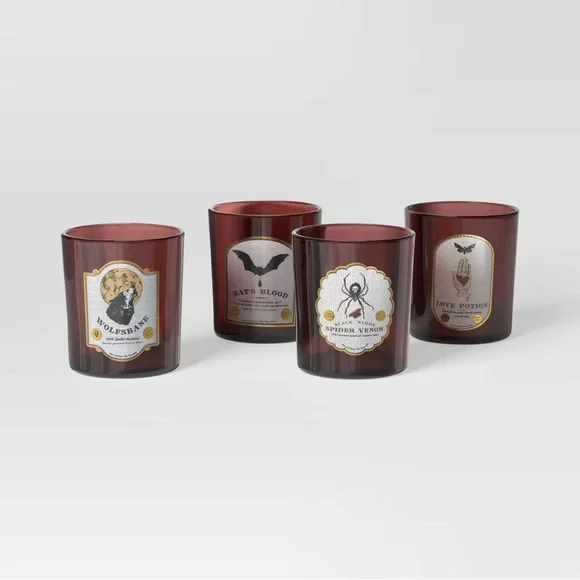 Threshold Halloween Potion Tumblers Set of 4 Burgundy Glasses 13.87oz GothicNEW - Picture 3 of 6